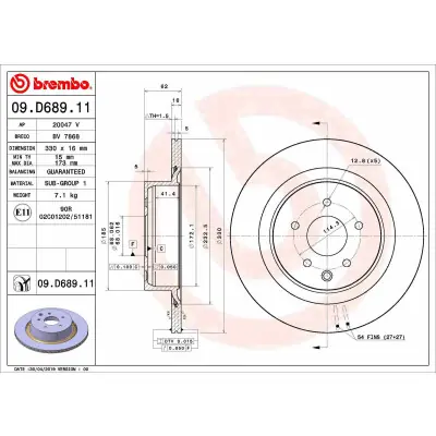 Disco de freno BREMBO 09.D689.11 Descuento